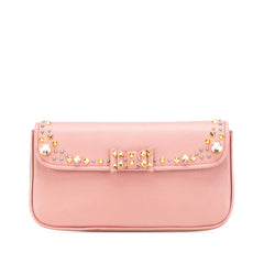 Goatskin Madras Crystal Studded Clutch