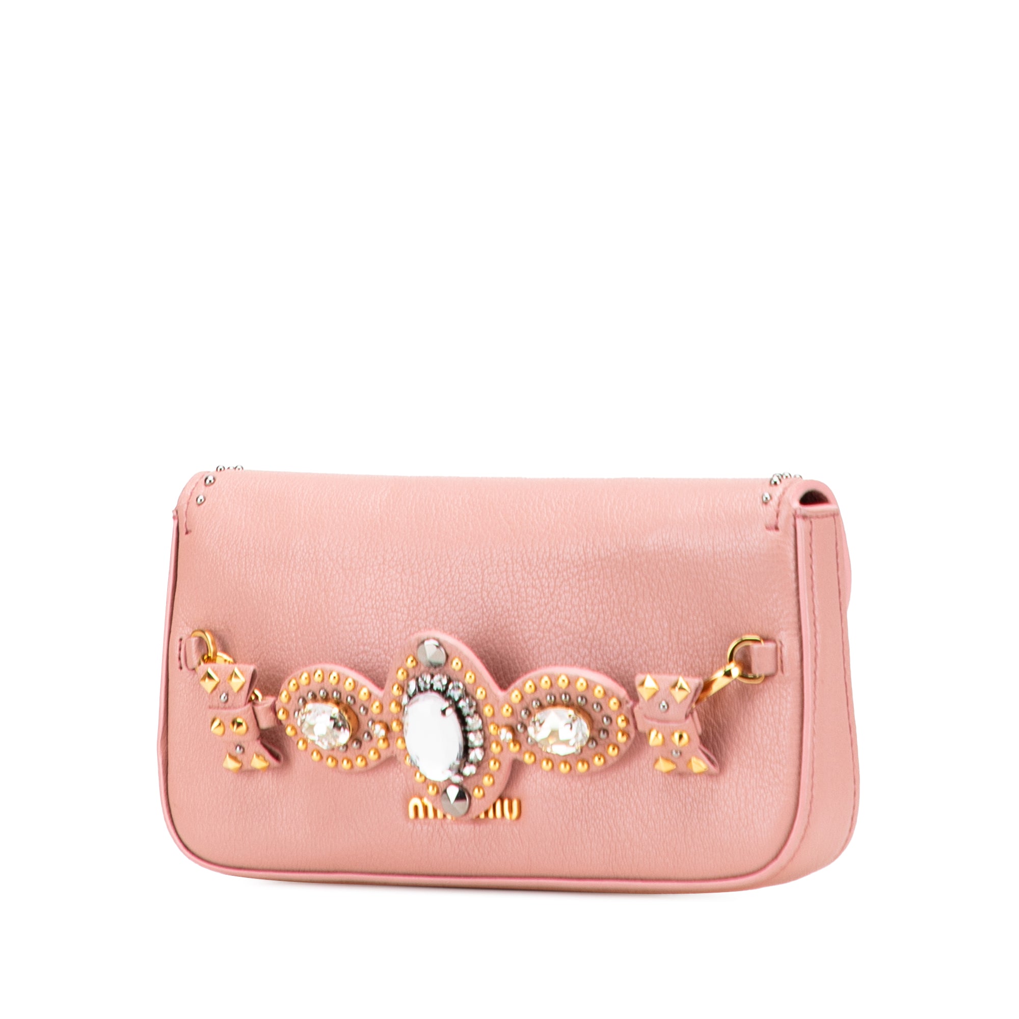 Goatskin Madras Crystal Studded Clutch