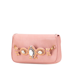 Goatskin Madras Crystal Studded Clutch