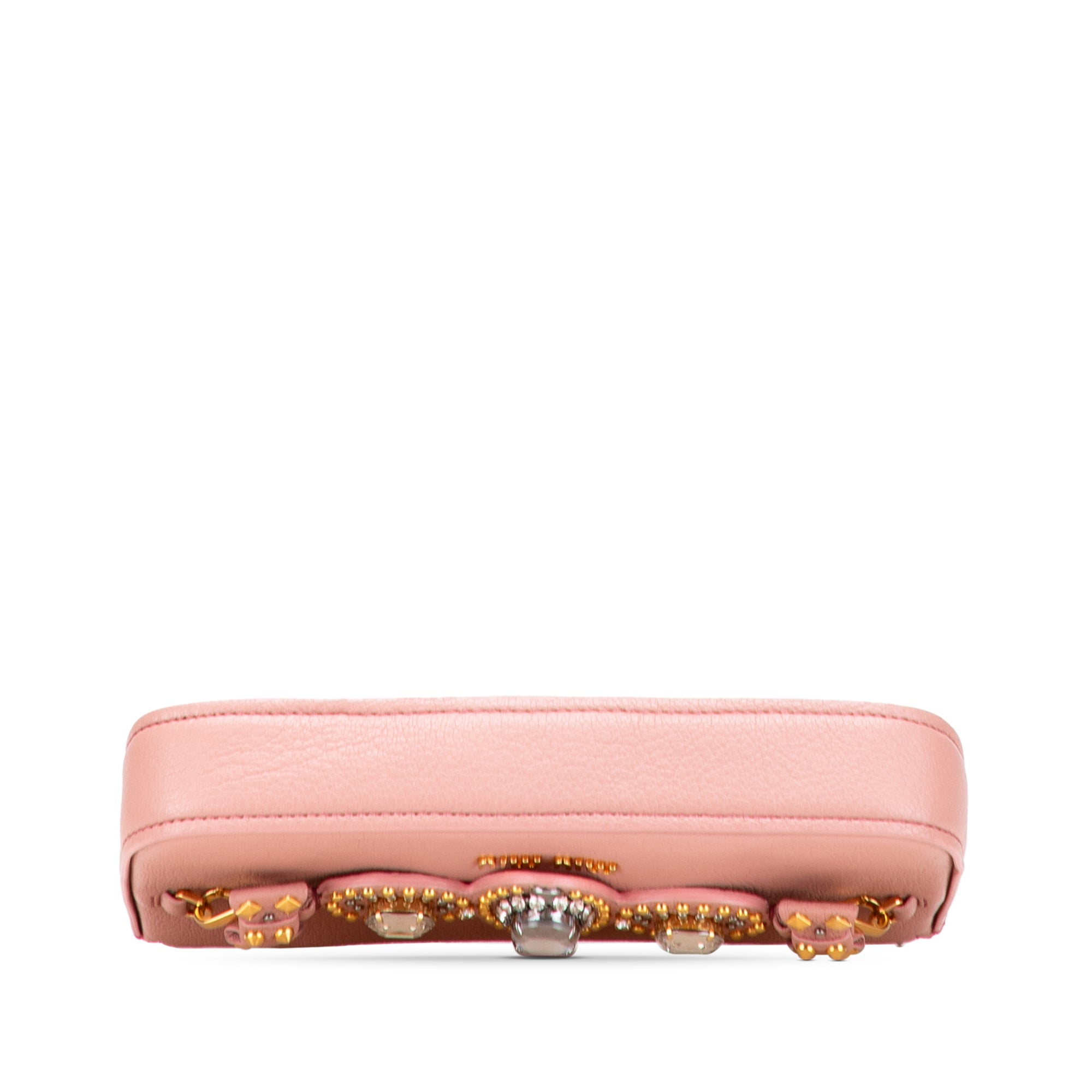 Goatskin Madras Crystal Studded Clutch