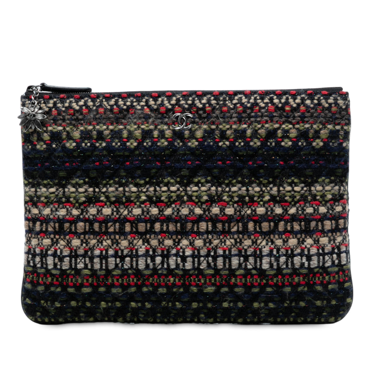 Quilted Tweed and Wool Cosmetic Pouch