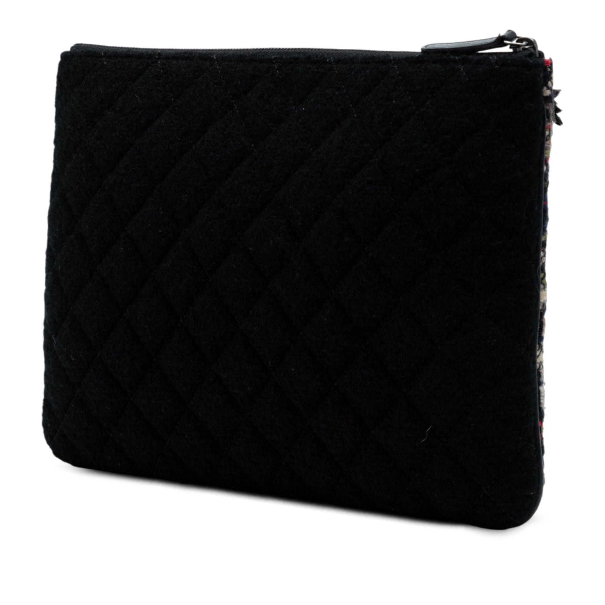 Quilted Tweed and Wool Cosmetic Pouch
