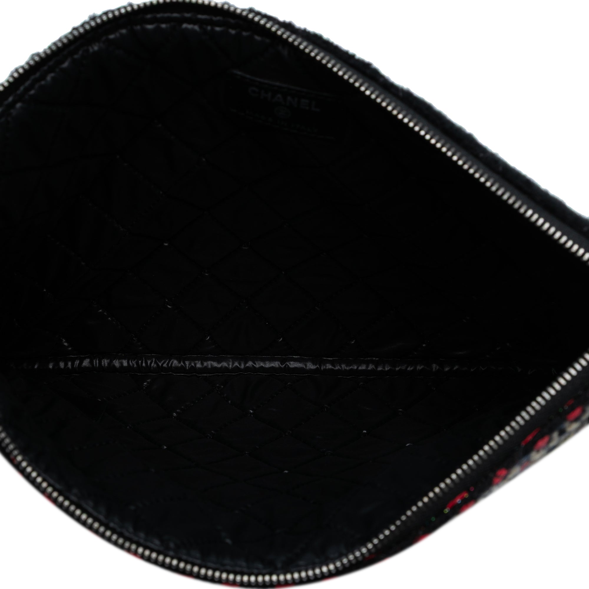 Quilted Tweed and Wool Cosmetic Pouch