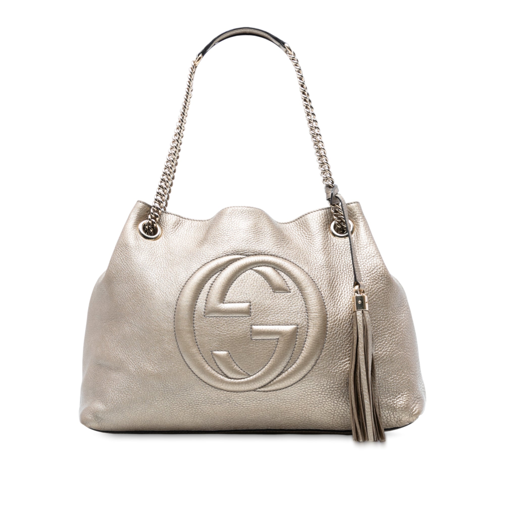 Medium Metallic Leather Soho Chain Tote