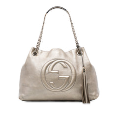 Medium Metallic Leather Soho Chain Tote