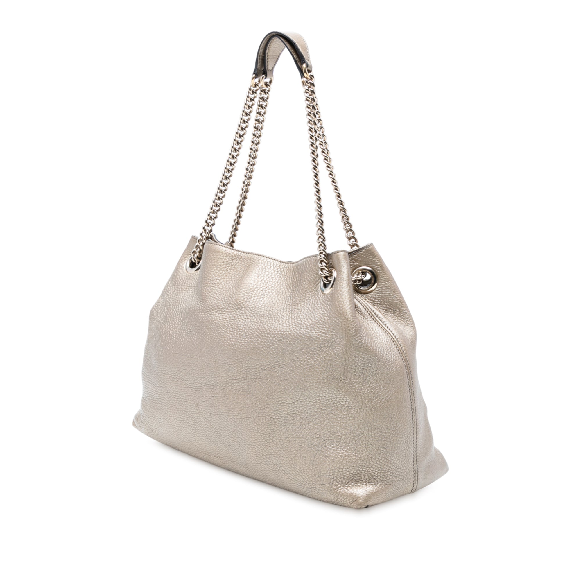 Medium Metallic Leather Soho Chain Tote