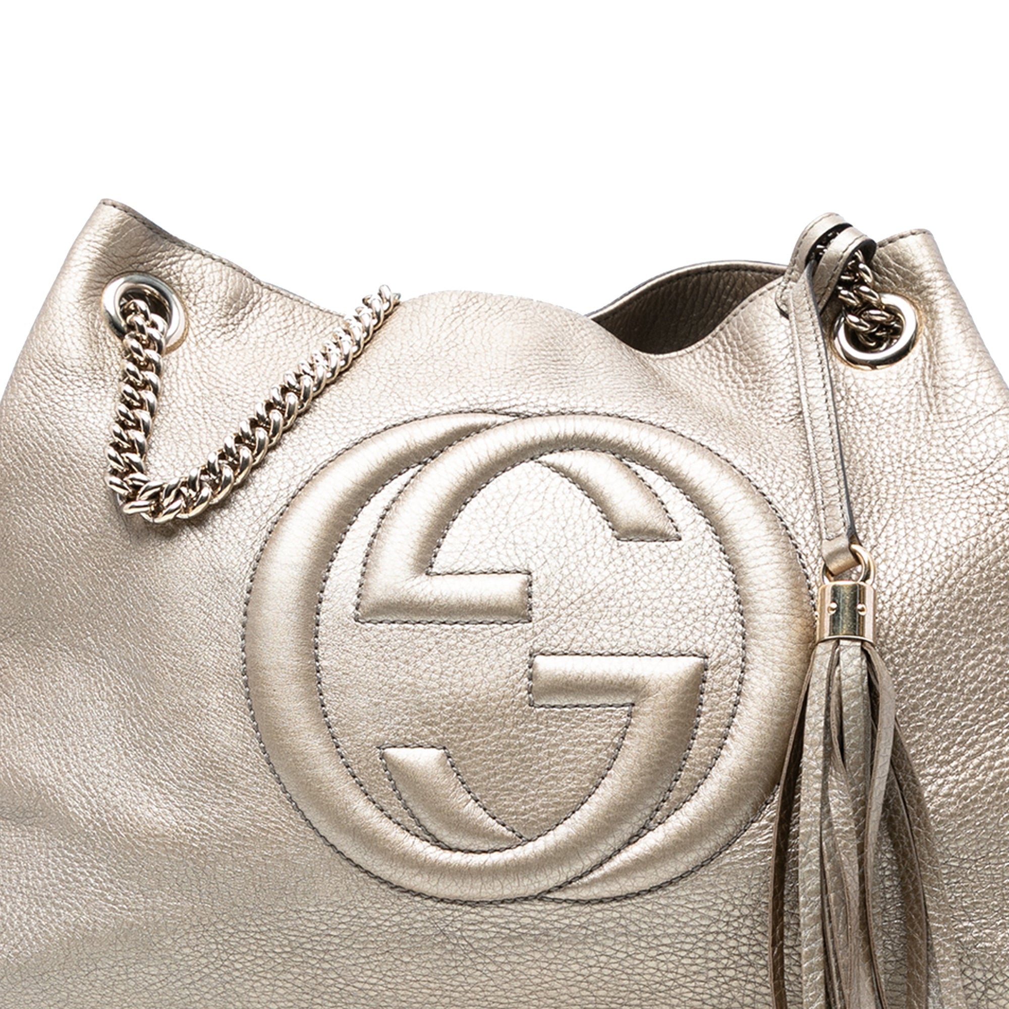 Medium Metallic Leather Soho Chain Tote