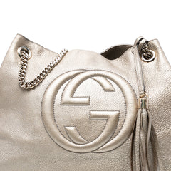 Medium Metallic Leather Soho Chain Tote
