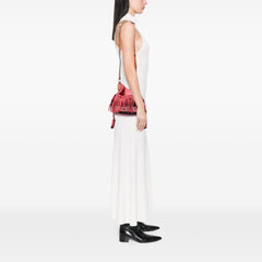 Small Mega Check Canvas and Suede Fringe Belgrove Bucket Bag