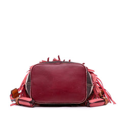 Small Mega Check Canvas and Suede Fringe Belgrove Bucket Bag