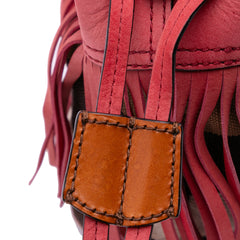 Small Mega Check Canvas and Suede Fringe Belgrove Bucket Bag
