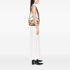 Sarah Coleman Zucca Embroidered Canvas Fish Eye Vertigo Baguette Satchel
