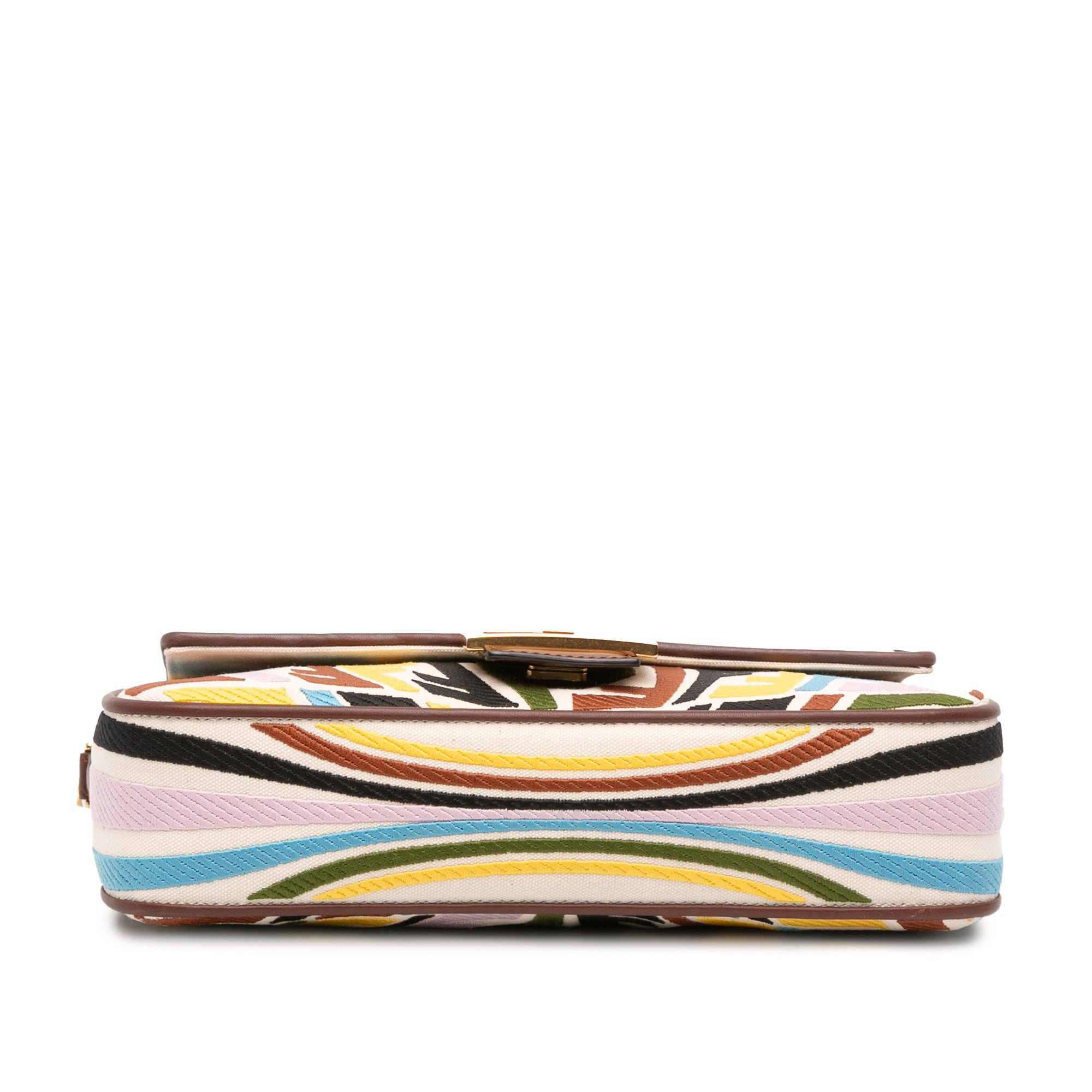 Sarah Coleman Zucca Embroidered Canvas Fish Eye Vertigo Baguette Satchel