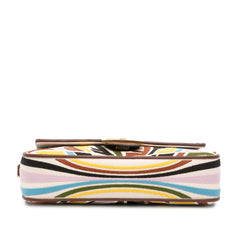 Sarah Coleman Zucca Embroidered Canvas Fish Eye Vertigo Baguette Satchel