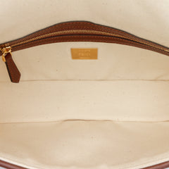 Sarah Coleman Zucca Embroidered Canvas Fish Eye Vertigo Baguette Satchel