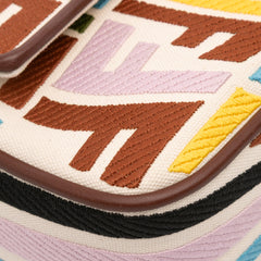 Sarah Coleman Zucca Embroidered Canvas Fish Eye Vertigo Baguette Satchel