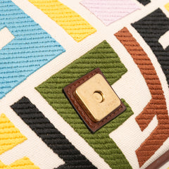 Sarah Coleman Zucca Embroidered Canvas Fish Eye Vertigo Baguette Satchel