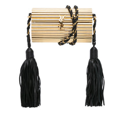 Ribbed Acrylic Lambskin Fringe Monogram Opium Box Bag