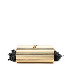 Ribbed Acrylic Lambskin Fringe Monogram Opium Box Bag