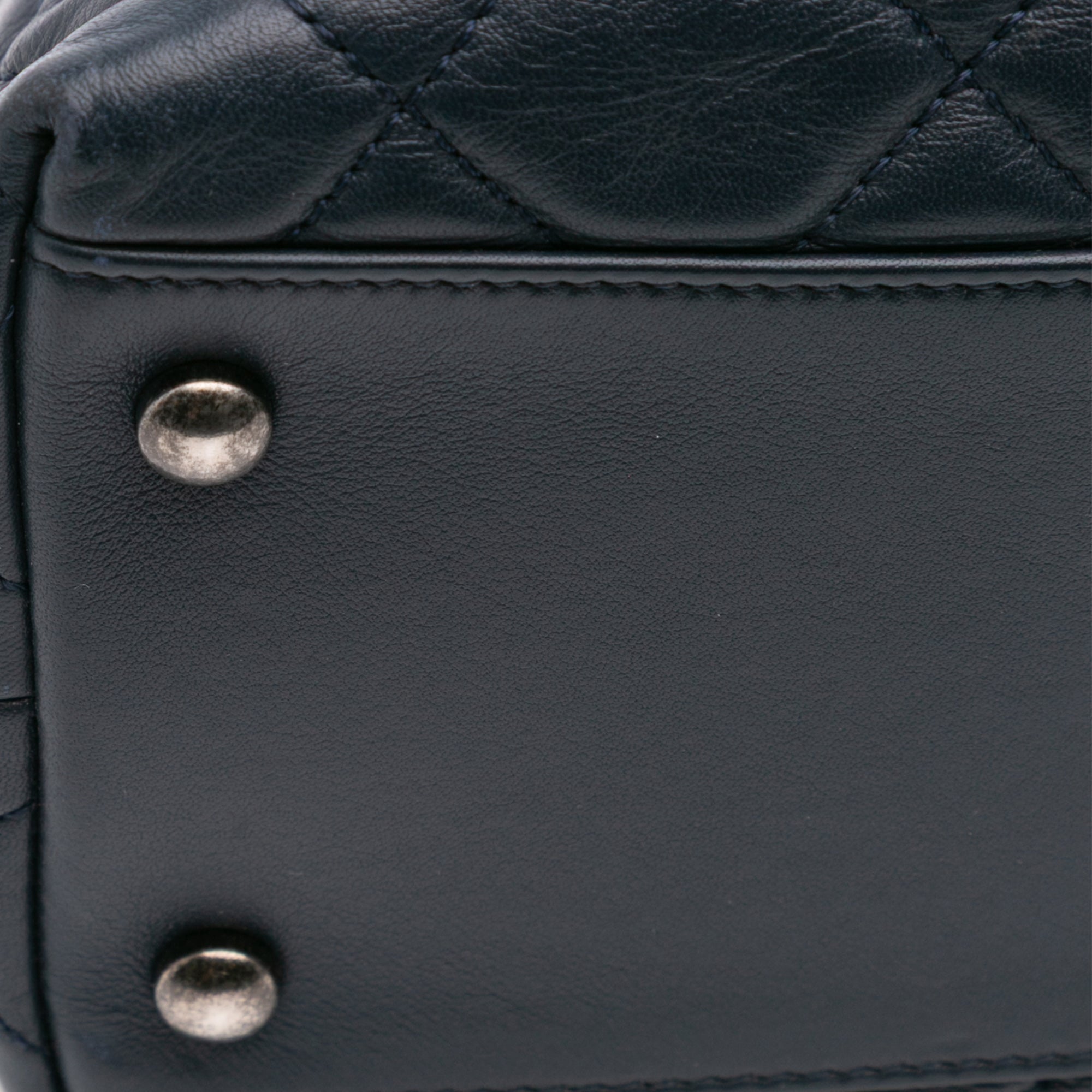 Small Quilted Calfskin and Tweed Top Handle Tote