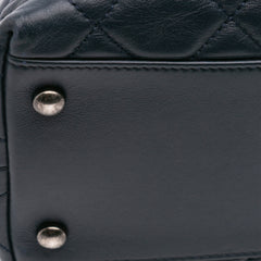 Small Quilted Calfskin and Tweed Top Handle Tote