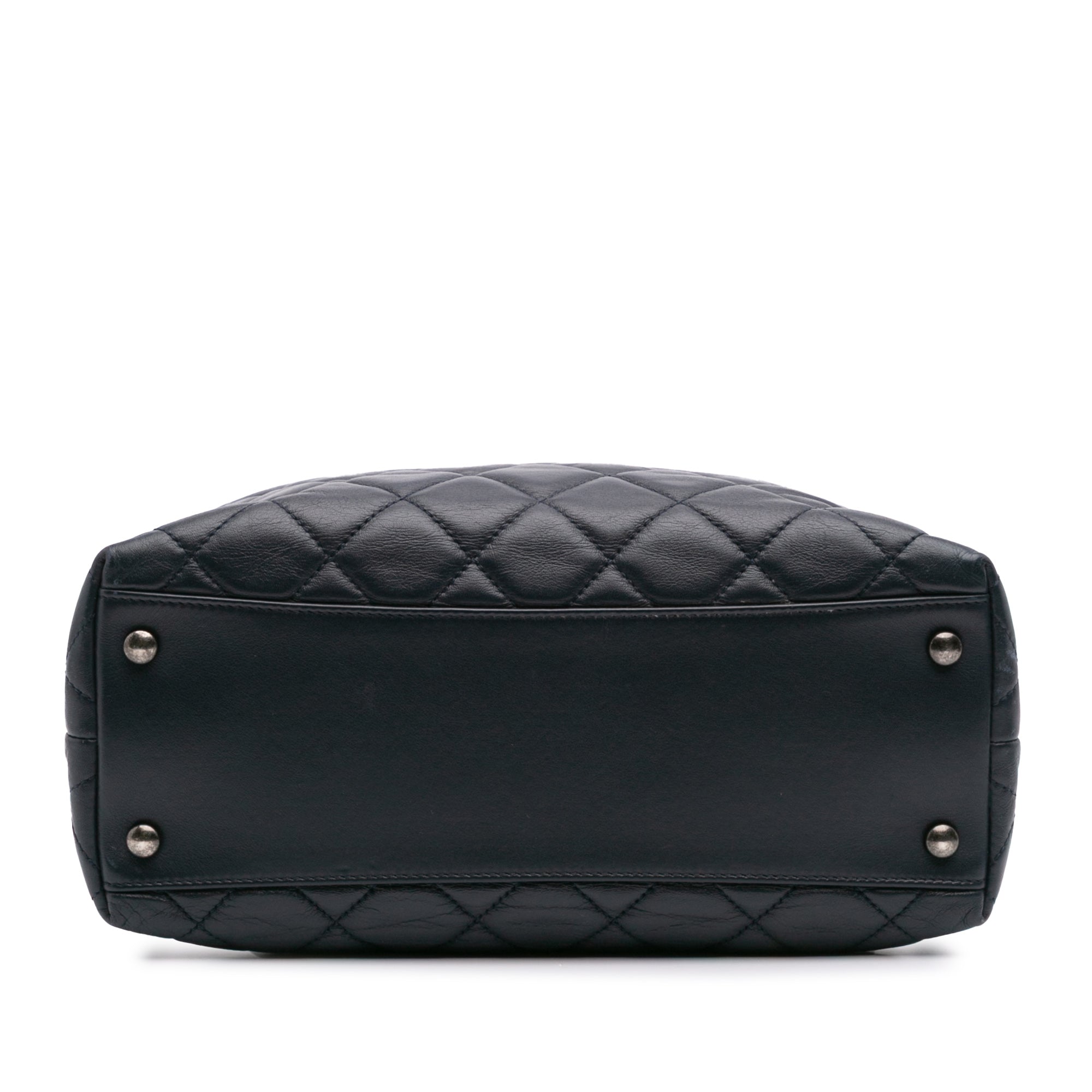 Small Quilted Calfskin and Tweed Top Handle Tote
