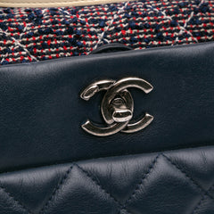 Small Quilted Calfskin and Tweed Top Handle Tote
