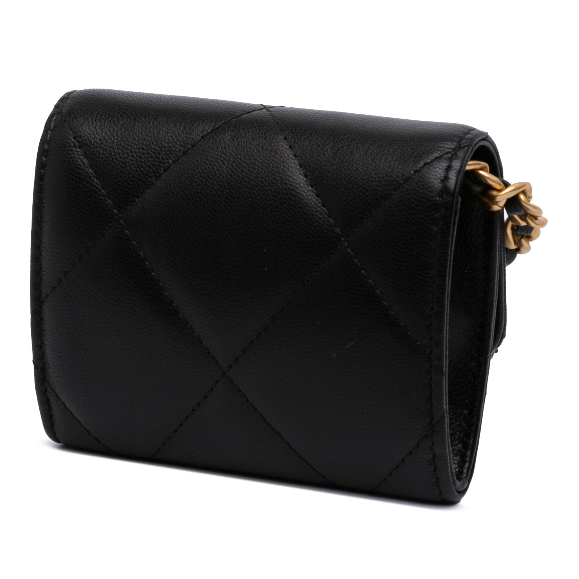 Lambskin 19 Flap Coin Purse With Chain
