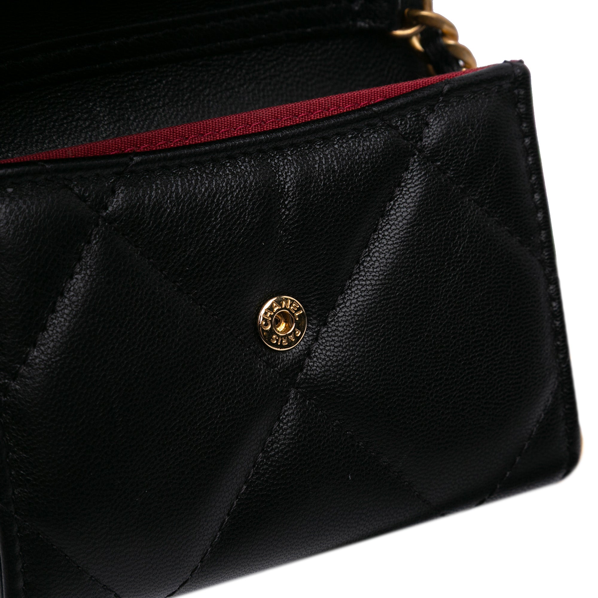 Lambskin 19 Flap Coin Purse With Chain