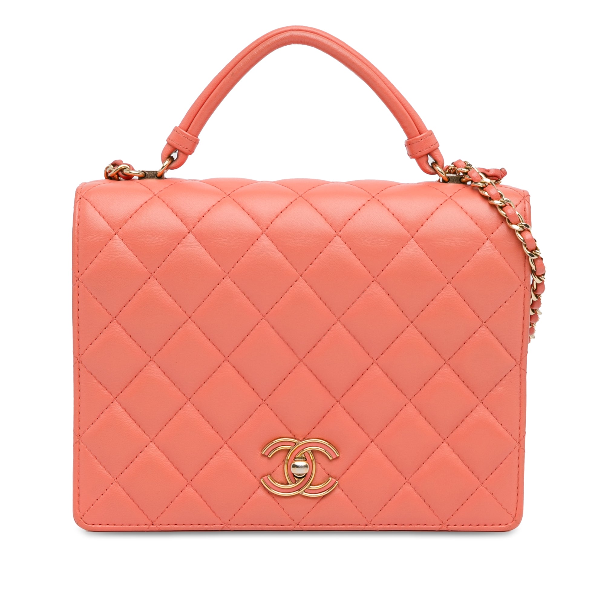 CC Quilted Lambskin Top Handle Flap_0