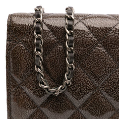 CC Quilted Shiny Crumpled Calfskin Wallet on Chain