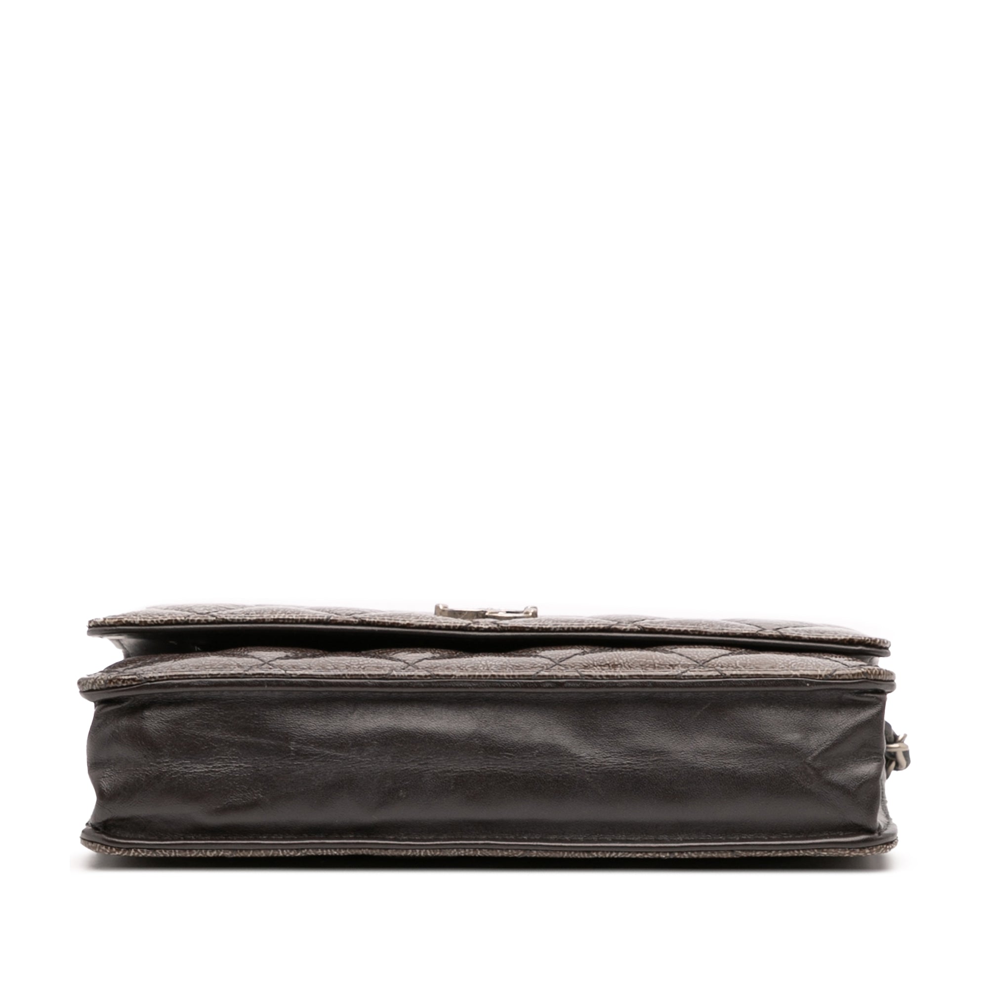 CC Quilted Shiny Crumpled Calfskin Wallet on Chain