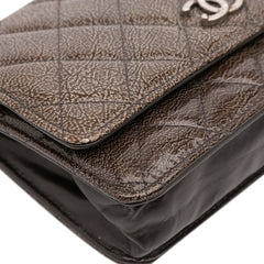 CC Quilted Shiny Crumpled Calfskin Wallet on Chain