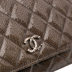 CC Quilted Shiny Crumpled Calfskin Wallet on Chain