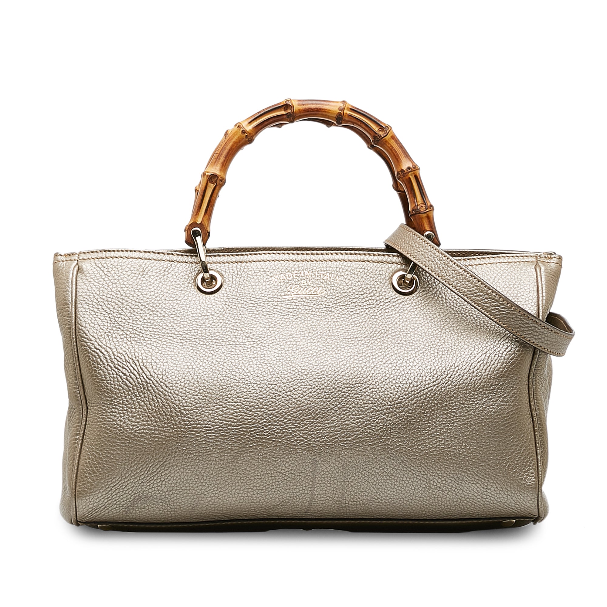 Medium Calfskin Bamboo Shopper Satchel