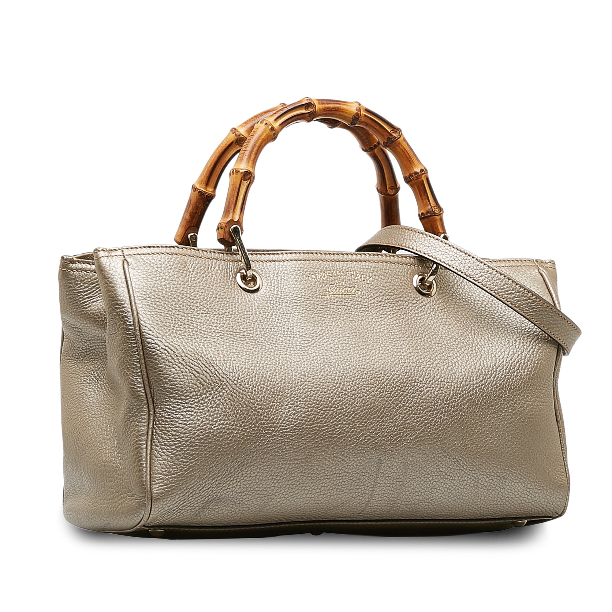 Medium Calfskin Bamboo Shopper Satchel