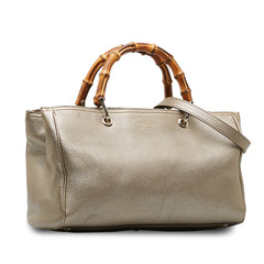 Medium Calfskin Bamboo Shopper Satchel