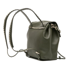 Grained Calfskin Rockstud Flap Backpack
