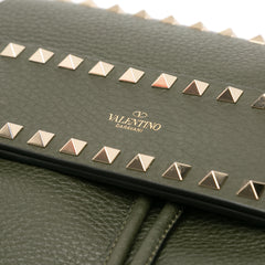 Grained Calfskin Rockstud Flap Backpack