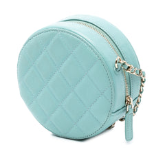 CC Quilted Caviar Round Clutch With Chain
