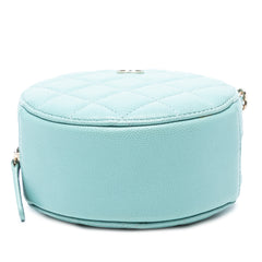 CC Quilted Caviar Round Clutch With Chain