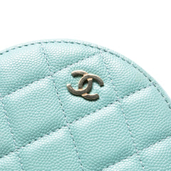 CC Quilted Caviar Round Clutch With Chain