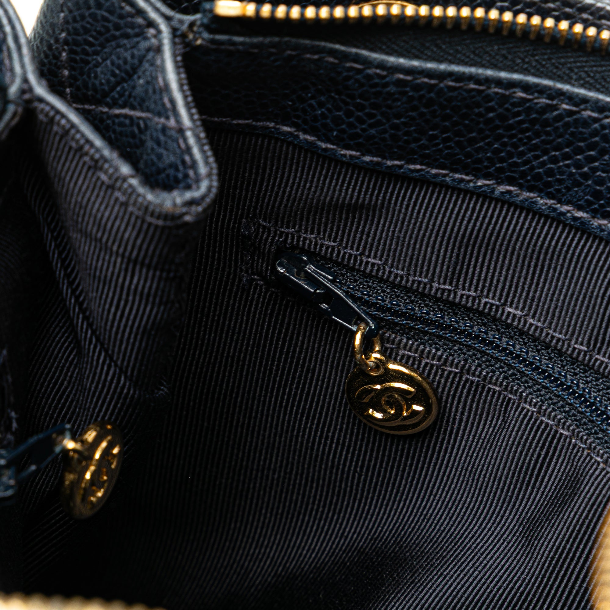 Quilted Caviar Front Pocket Chain Tote