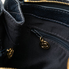 Quilted Caviar Front Pocket Chain Tote