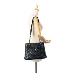 Quilted Caviar Front Pocket Chain Tote