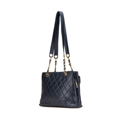 Quilted Caviar Front Pocket Chain Tote