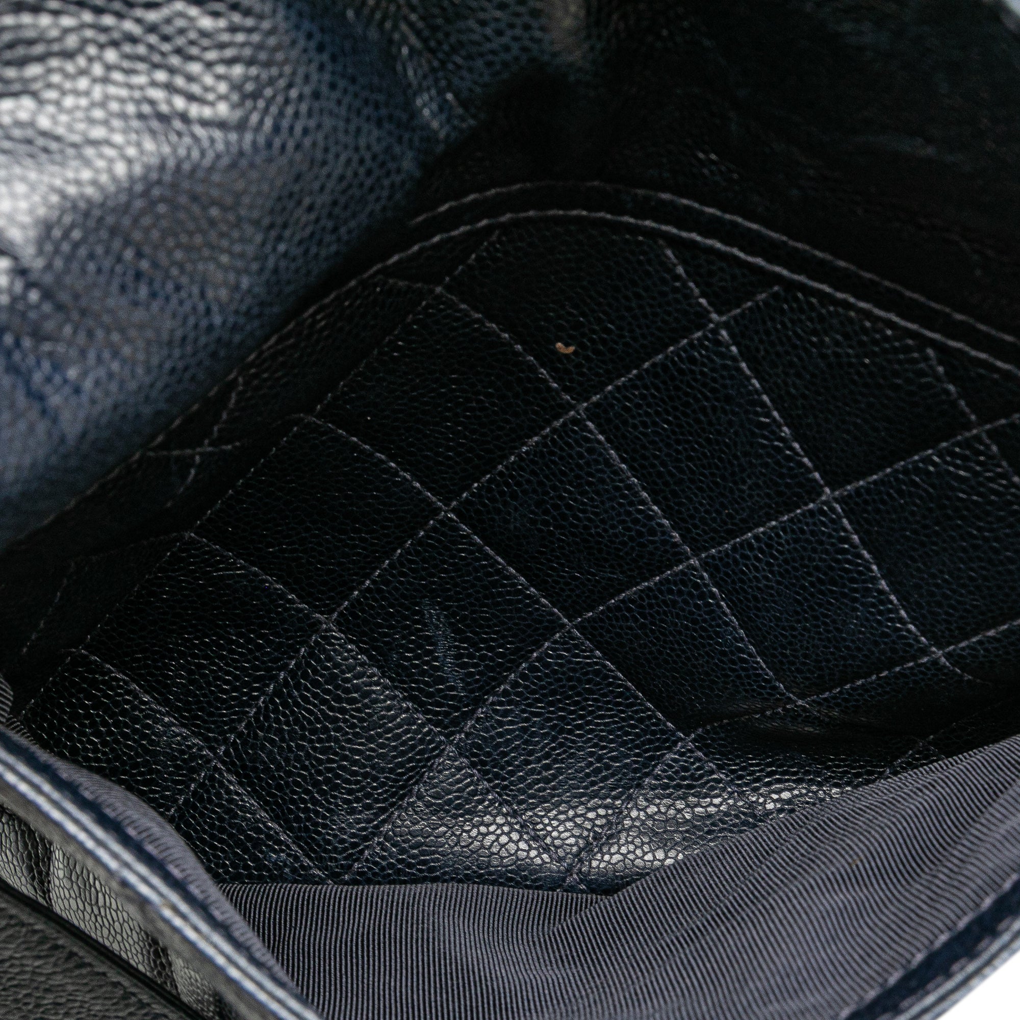 Quilted Caviar Front Pocket Chain Tote