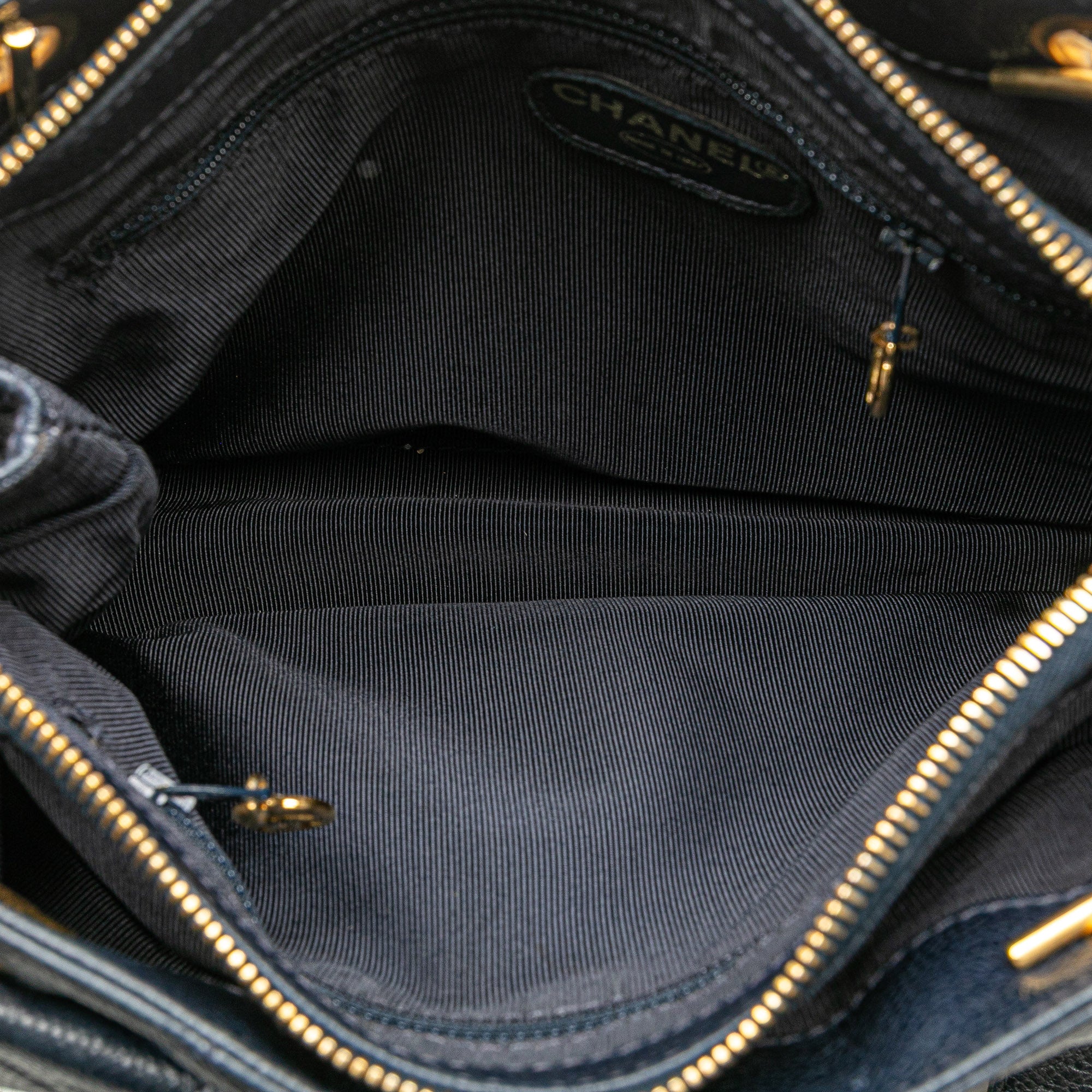 Quilted Caviar Front Pocket Chain Tote