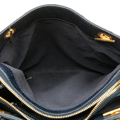 Quilted Caviar Front Pocket Chain Tote