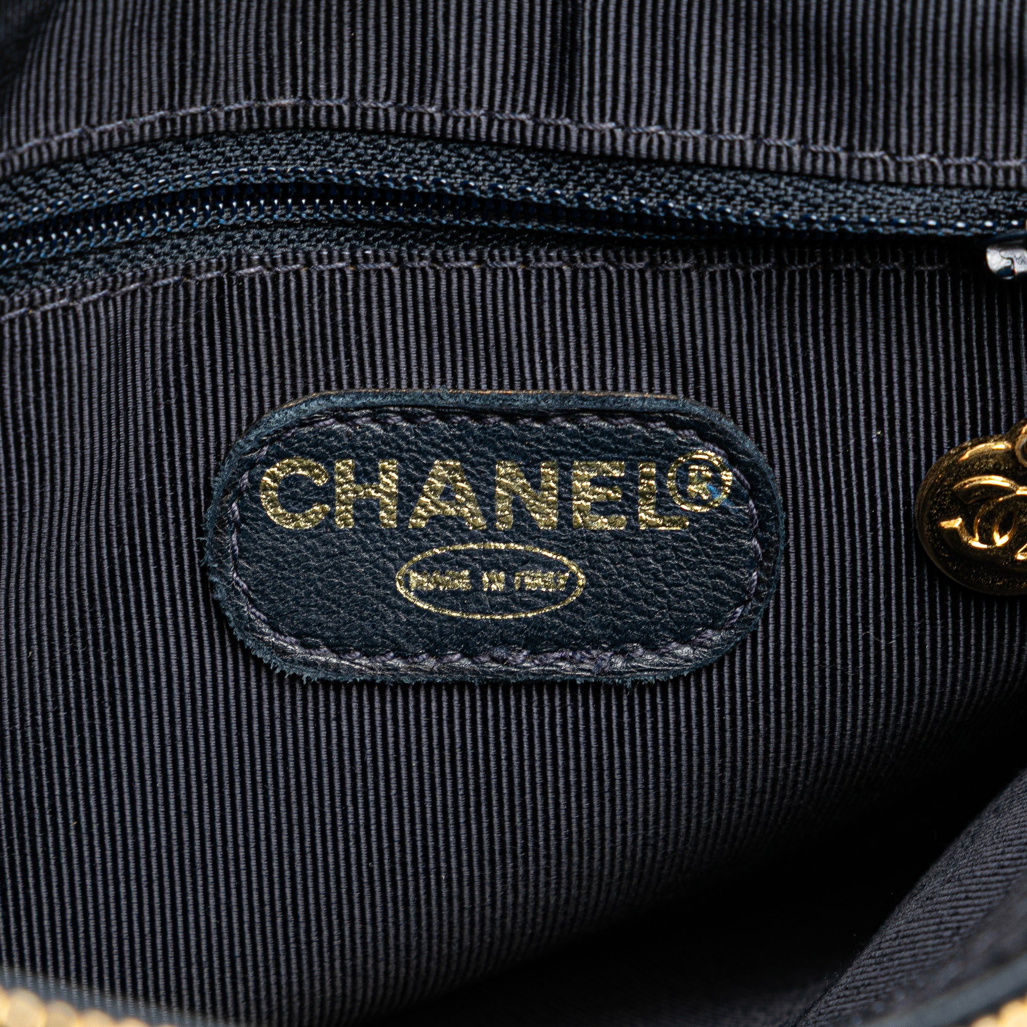 Quilted Caviar Front Pocket Chain Tote